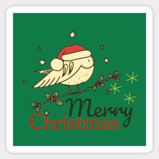 VINTAGE STYLE CHRISTMAS BIRD MERRY CHRISTMAS Sticker